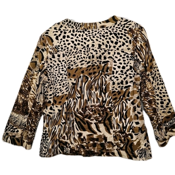 Westbound brown animal print denim blazer with pockets and zip down Size Medium - Picture 7 of 14